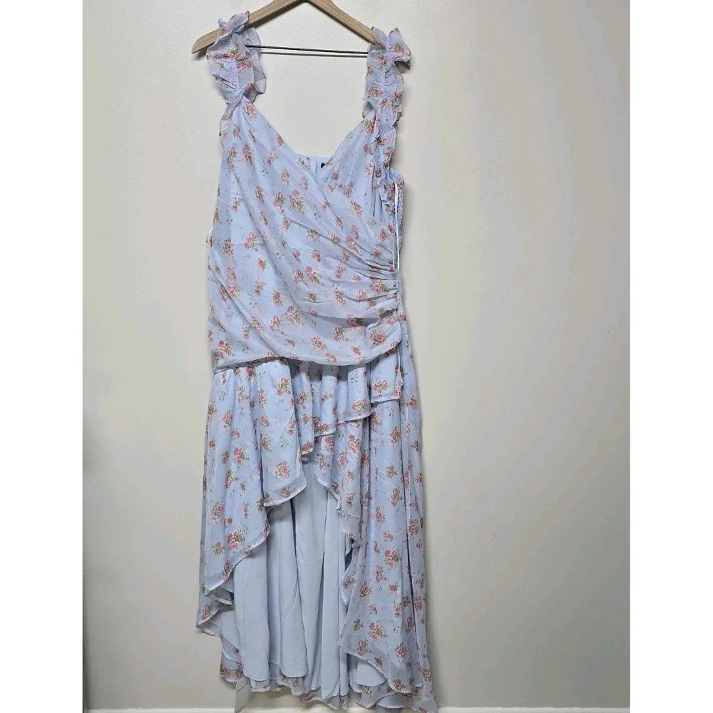 Abercrombie & Fitch Floral Maxi Dress‎ Ruffle High Low Wedding Guest Sz XXLT NEW